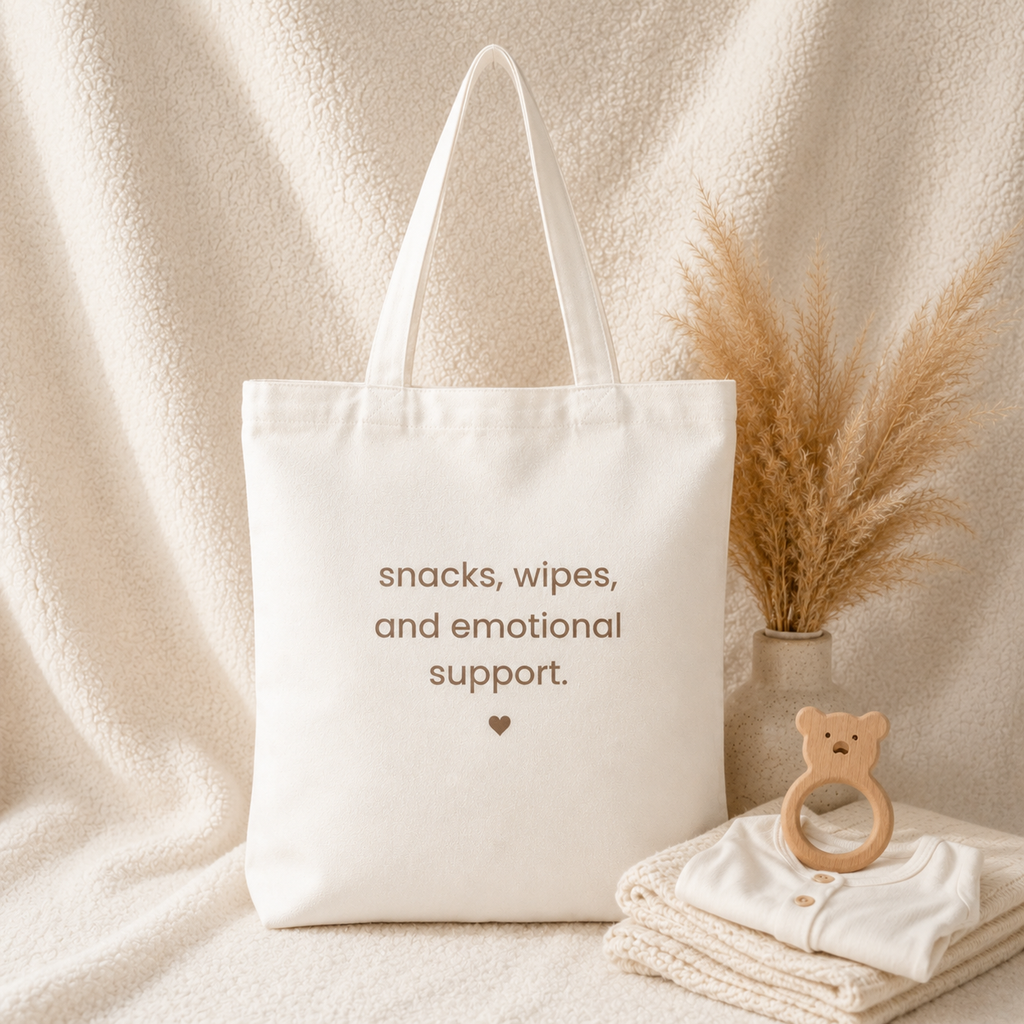 Snacks Wipes and Emotional Support Tote